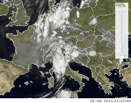 Kretanje nevremena ka Srbiji - 30.07.2014